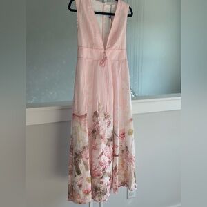 Commense Floral Pink Midi Dress